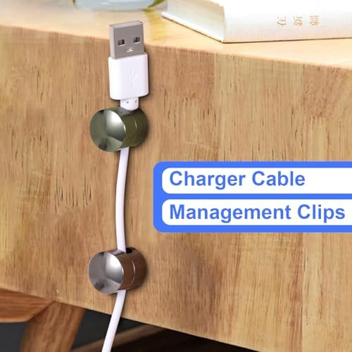 SmallCat 3 Sets Charger Holders for Cords, Gold/Silver/Antique Copper Adjustable Cable Anchor Holders, Adhesive Metal Cord Clips, Cable Management Wire Organizers for Desk, Office, Nightstand - Image 4