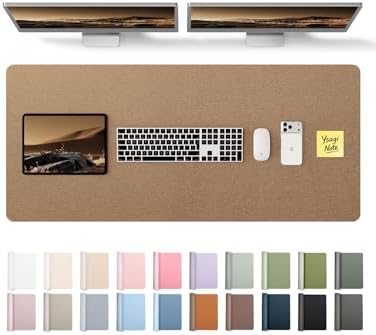YSAGi Leather Desk Pad Protector, Office Desk Mat, Large Mouse Pad, Non-Slip PU Leather Desk Blotter, Laptop Desk Pad, Waterproof Desk Writing Pad for Office and Home (Shiny Bronze, 47" x 17") by YSAGi