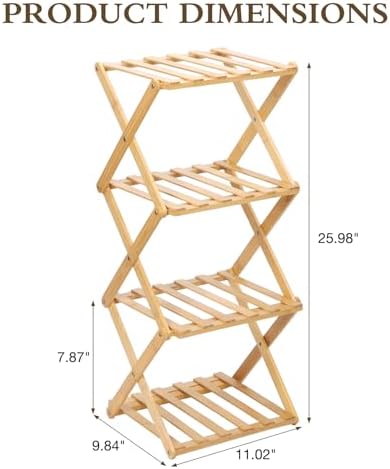 Bamboo Shoe Rack 4 Tier Foldable Shoe Rack for Entryway - Image 3