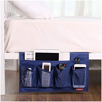 Zafit 6 Pockets Bedside Storage Organizer, Table cabinet Storage Organizer Bedside Organizer Caddy for Remotes Phone Glasses (6 Pockets-Blue) by ZAFIT