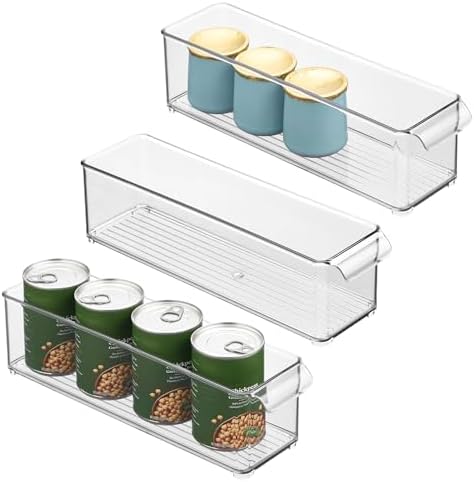 iDesign Stackable Fridge Storage Bin with Handle, Set of 3, Clear by iDesign