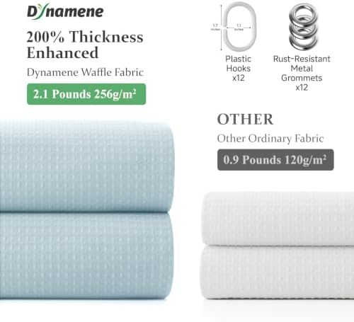 Dynamene Long Waffle Shower Curtain 256 GSM Heavy Fabric 72x78 Fog Blue - Image 5