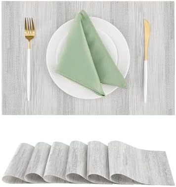 Leetaltree Lightsteel Black Placemats Set of 6 - Heat Resistant Non-Slip Place mats for Dining Table, Washable Durable PVC Vinyl Woven Table Mats (Lightsteel Black, 6) by Leetaltree-ArtatEveryTable