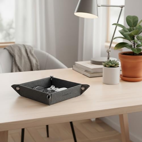 UnionBasic Small Valet Tray, Jewelry Tray for Rings Watches Earrings, Entryway Catchall Caddy for Coins Keys Change, Nightstand Bedside Valet Holder, Trays for Electronic Gadgets, Barry Grey - Image 6