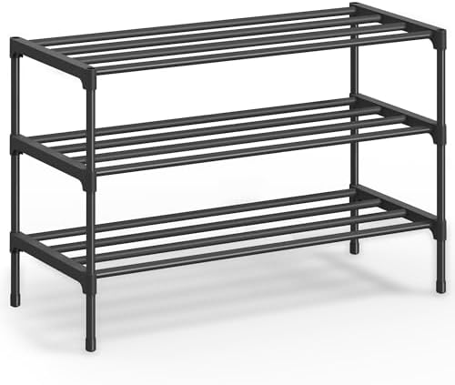 SONGMICS Shoe Rack, 3-Tier Stackable Metal Shoe Organizer, 24.5" Wide by SONGMICSbySONGMICSHOME