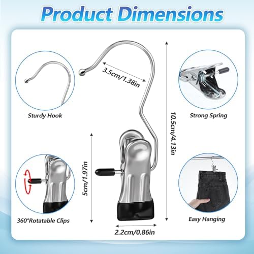 100 Pcs Legging Organizer for Closet Hanging - Stainless Steel Jeans Hangers with Clips, Multi-Purpose Skirt Hangers with Clips for Pants, Shorts, Towels, Boots Storage and Space Saving Solution - Image 2