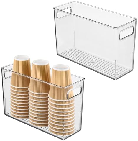 iDesign Tall Plastic Storage Bin with Handles, Set of 2, Clear by iDesign