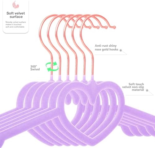 Velvet Hangers 20 Pack,16 Inch Non Slip Heart Hanger (Light Purple) - Image 5