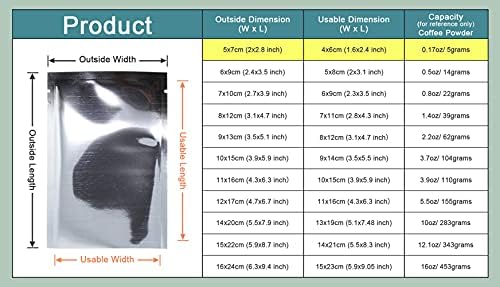 PABCK 500 Pack Silver Foil Pouch Open Top Heat Seal Mylar Bags 2x2.8 inches - Image 3