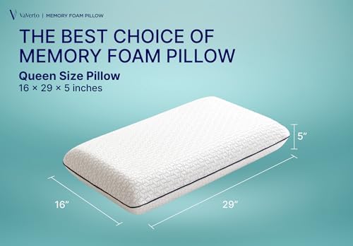 Vaverto Memory Foam Pillows Queen - Firm Pillow - Queen Size 1-Pack - Image 2