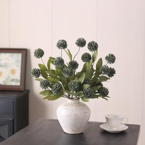 12 Pcs 27"Artificial Pompon Mum Silk Flower Stems for Vase (Dark Gray) - Image 4