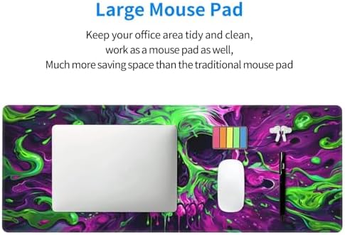 Gaming Mouse Pad Desk Pad,Extended Big Mouse Pad,31.5x11.8 Inch Long Computer Keyboard Mouse Mat Mousepad with 3mm Non-Slip Base and Stitched Edge for Gaming and Office… (Watercolor Skull 2) - Image 7