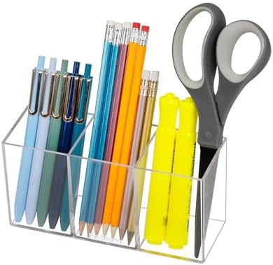 Mind Reader Pen and Accessories Holder, Desktop Organizer, Makeup Organizer, Office, Acrylic, 7"L x 2.5"W x 3.5"H, Set of 3, Clear - Image 4