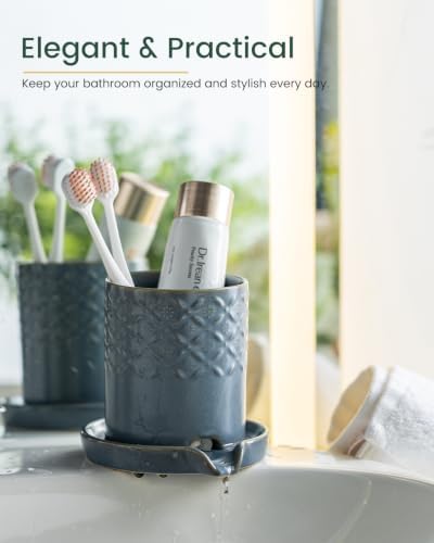 Zoeeker Toothbrush Holder, Ceramic Toothbrush and Toothpaste Holder Set - Image 5