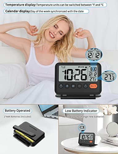 Digital Travel Alarm Clock, Battery Operated Bedroom Clock - Image 5