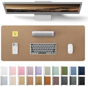 YSAGi Leather Desk Protector, Office Mat, Large Mouse Mat, Non-Slip PU Leather Blotter, Laptop Desk Pad, Waterproof Writing Pad for Office and Home (Shiny Bronze, 23.6" x 13.8") by YSAGi