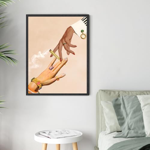 RINMFEO Trippy Deep Talks Wall Art Print Funky Decor Retro Collage Art Psychedelic Vintage Poster Mindful Aesthetic 16x24inch Black frame - Image 4