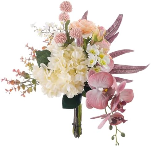 17-inch Artificial Fake Flowers Silk Flower Arrangements Faux Bouquets Composed of Hydrangea, phalaenopsis, Lotus, Double-Headed Roses, Dandelions, Jasmine, Small Fennel Branches. by PEAULEY