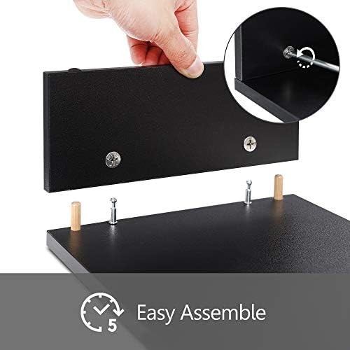FITUEYES Wooden Monitor Stand Riser, 2-Tier Desk Storage Shelf, Black - Image 6