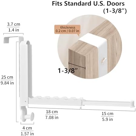 RFOUO Over The Door Hooks Hanger,Fit Door up to 1 3/8", White, 2 Pack - Image 2