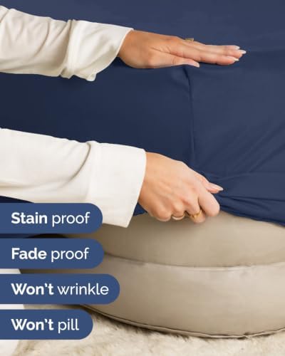 CGK Linens 2 Pack Extra Deep King Fitted Sheets - Navy Blue - Image 5