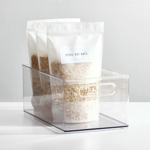 mDesign Deep Plastic Kitchen Storage Organizer Container Bin for Pantry, Cabinet, Cupboard, Shelves, Fridge, or Freezer - Holds Dry Goods, Sauces, Condiments, Drinks, 2 Pack, Clear - Image 6