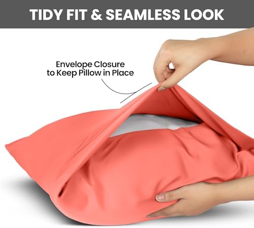Pillow Covers King Size Set of 4, Soft and Comfy Pillow Cases, Coral - Image 3