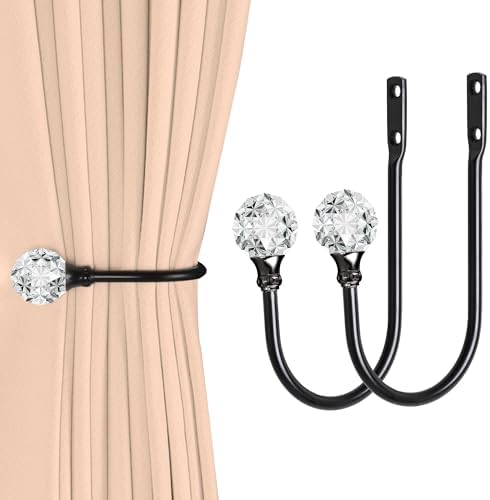 Groleca U Shaped Metal Curtain Holdbacks, Curtain Tiebacks, 2 Pack, Black by GROLECA