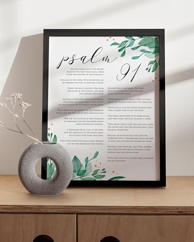 HAUS AND HUES Psalm 91 Wall Art - Bible Verses Wall Art, Religious Wall Quotes Bible Verse, Artwork with Scripture Art, Religious Gifts for Women, Christian Prints and Posters (Black Frame, 16x20) - Image 5