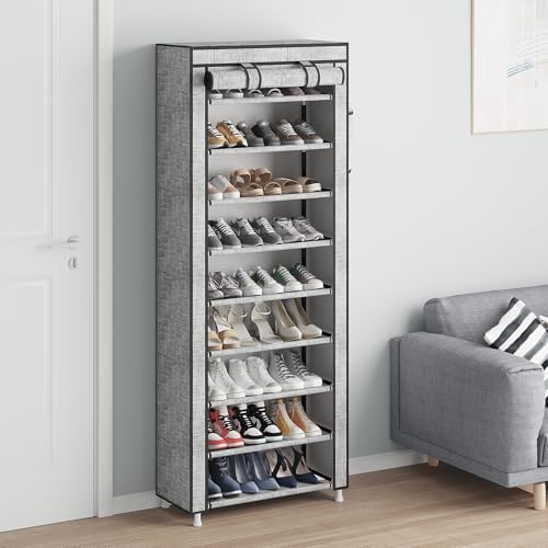 Calmootey 9-Tier Shoe Rack Organizer with Dust Cover for Bedroom, Entryway - Image 5