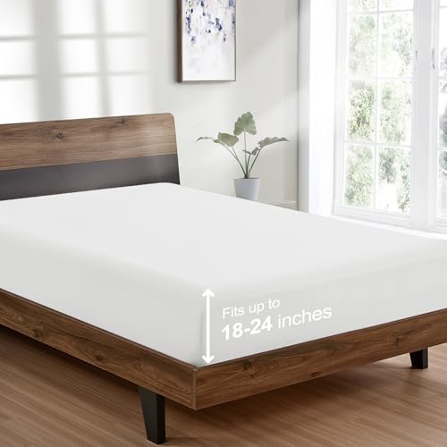 FreshCulture Twin XL Fitted Sheet Only - Hotel Quality Ultra Soft & Breathable Brushed Microfiber Fitted Sheet with 21 Inch Deep Pockets - Fits Twin XL Size Bed (Off White) by FreshCulture