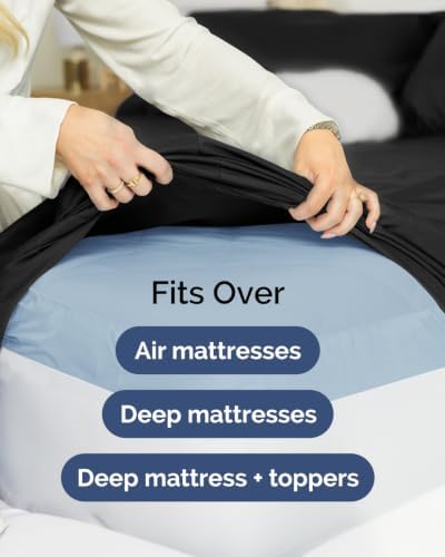 CGK Linens 2 Pack Extra Deep Queen Fitted Sheets - Black - Image 7