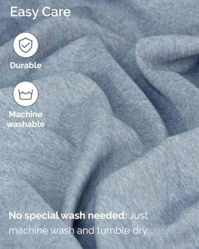 CGK Linens 2 Pack Extra Deep Queen Fitted Sheets - Heathered Blue - Image 6
