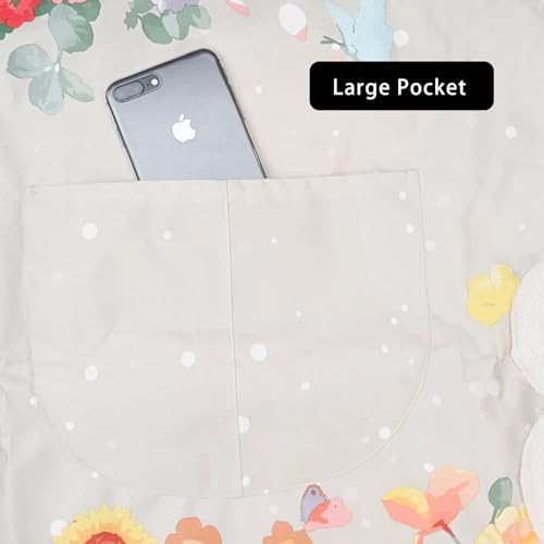 DILLMAN 2 Pack Floral Aprons with Pocket Blooming Womens Waterproof Adjustable Cooking Aprons Kitchen Gardening Salon - Image 6
