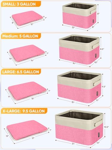 BALEINE 3 Pack Fabric Closet Storage Bins for Shelves, Linen Closet Organizers and Storage, Decorative Baskets for Organizing, Shelf, Clothes, Home, Office (Pink, 15''x11''x9.5'') - Image 2