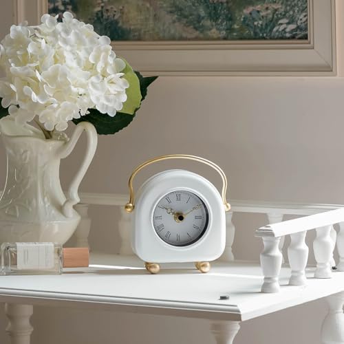 NIKKY HOME Desk Clock, Small Desk Clock, Silent Table Clock Battery Operated, White Decorative Clocks for Desk, Shelf, Bedroom and Home Decor - Image 3