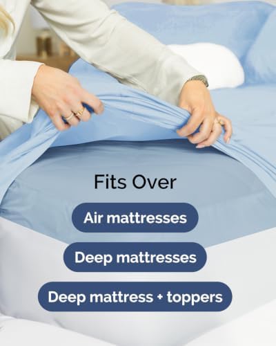 CGK Linens 2 Pack Extra Deep Full Fitted Sheets - Light Blue - Image 7