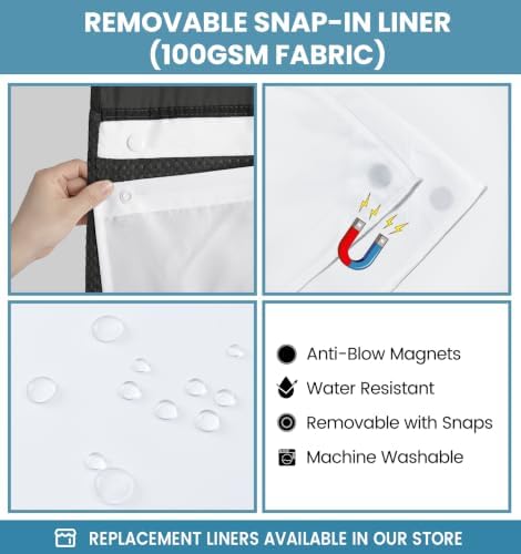 SORTTO Ringless Waffle Shower Curtain with Snap in Liner Set, 71x74, Black - Image 5