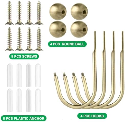 Curtain Holdbacks, 4pcs Curtains Holder Wall Mounted Drapery Tiebacks Retro Window Hook for Home Decor, Antique Brass - Image 6