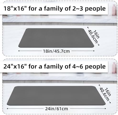 LOPNUR Large Dish Drying Mat for Kitchen Counter, 24"x16", Grey - Image 5