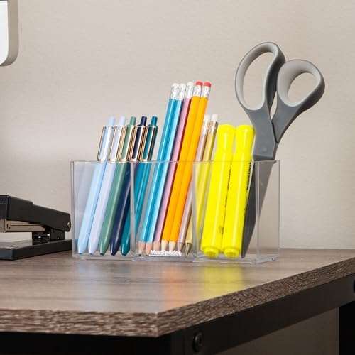 Mind Reader Pen and Accessories Holder, Desktop Organizer, Makeup Organizer, Office, Acrylic, 7"L x 2.5"W x 3.5"H, Set of 3, Clear - Image 6