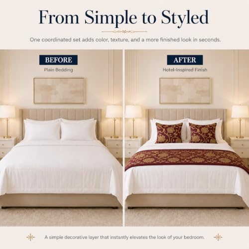 Jacquard Bed Runner Set with 2 Pillow Covers, No Filling, Bedding Decor - Image 5