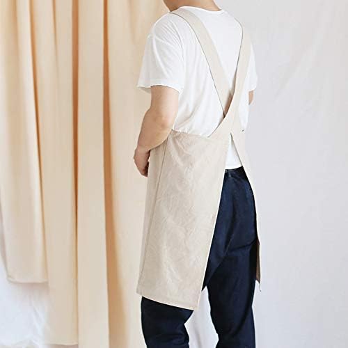 NEWGEM Japanese Cotton Linen Cross Back Cooking Apron for Women Men with Pockets Cute for Baking Kitchen - Image 5