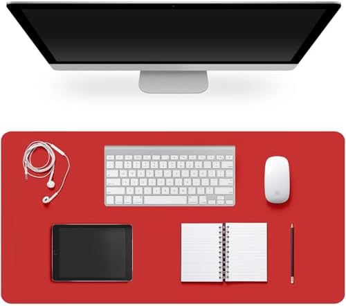 Leather Desk Pad Protector,Non-Slip Desk Pad(Red, 31.5" x 15.7") by CADONO