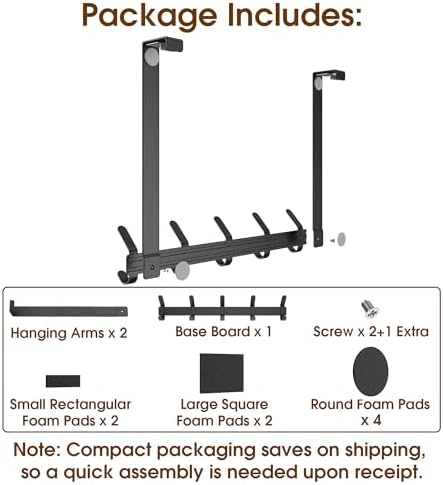 KitchLife Long Over The Door Hooks Hanger with 15.75 inches Extended Arms, Fit 1-3/4" Doors, J40U, Thickened Bathroom Towel Rack Organization, 1 Pack, Matte Black - Image 4