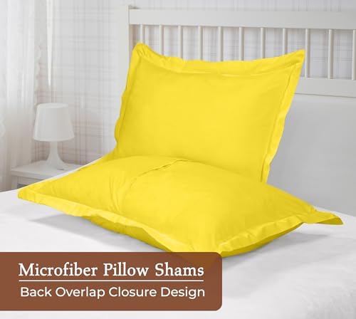 Royale Linens Microfiber King Size Pillow Shams Set of 2 - Yellow Shams - Image 2