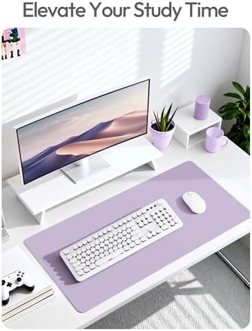 YSAGi Leather Desk Protector, Office Mat, Large Mouse Mat, Non-Slip PU Leather Blotter, Laptop Desk Pad, Waterproof Writing Pad for Office and Home (Light Purple, 47.2" x 23.6") - Image 6