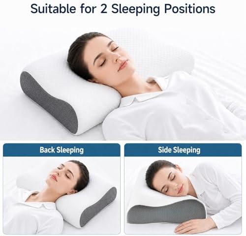 Memory Foam Cervical Pillow for Neck Support - Orthopedic Ergonomic Contour Pillow for Side Back Sleepers - Relatively Soft,150 Breathable Holes,Oeko-TEX & CertiPUR-US Certification,23.5x13.7x4.7/4" - Image 5
