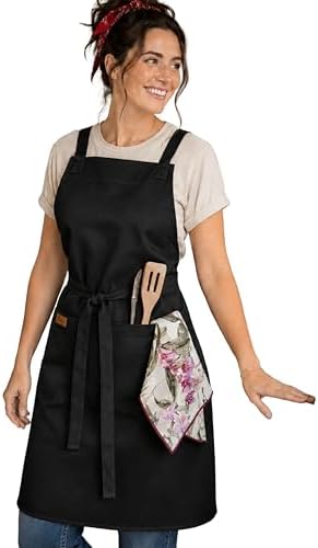 Cotton Crossback Apron with Waterproof Lining, 2 Pockets, Adjustable Water-Resistant Chef Apron - Image 3