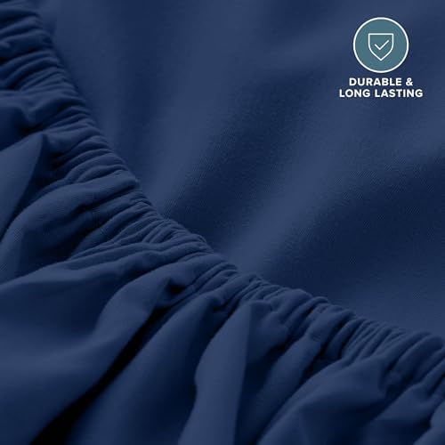 Bare Home Queen Fitted Sheet - 1800 Ultra-Soft (Queen, Dark Blue) - Image 5